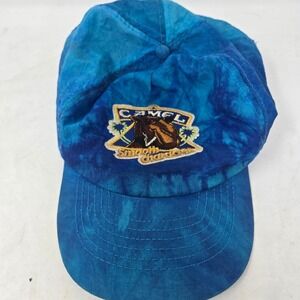 Vintage Camel Joe Smooth Character Tie Dye Snapback Hat Blue Retro 90s Cap